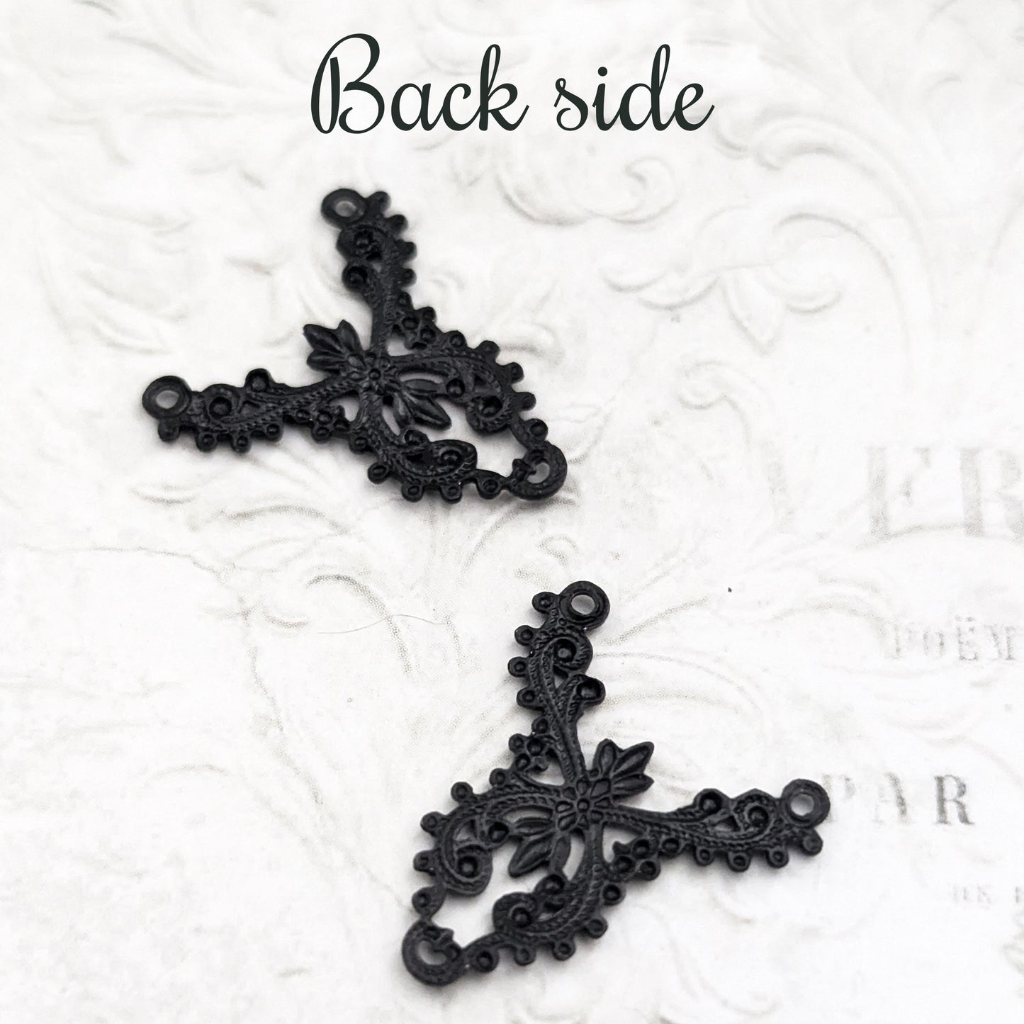 European Filigree Connectors, Matte Black Ox