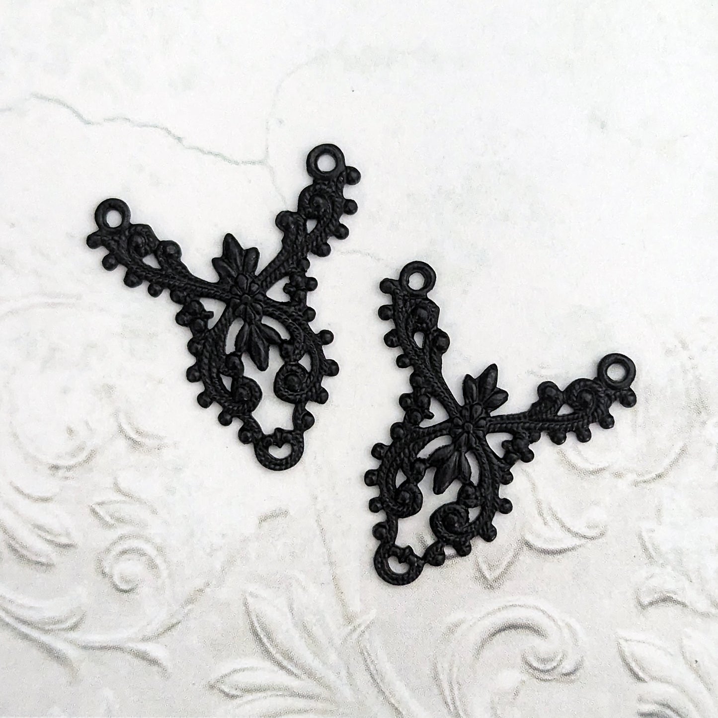 European Filigree Connectors, Matte Black Ox