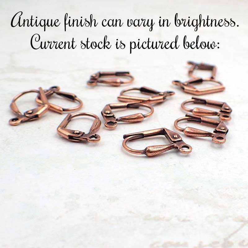 Lever Back Earring Findings - Antiqued Copper Ox - Nickel Free Jewelry Making Supplies - Latched Leverback Ear Wires - 5 Pairs - 10 Pieces