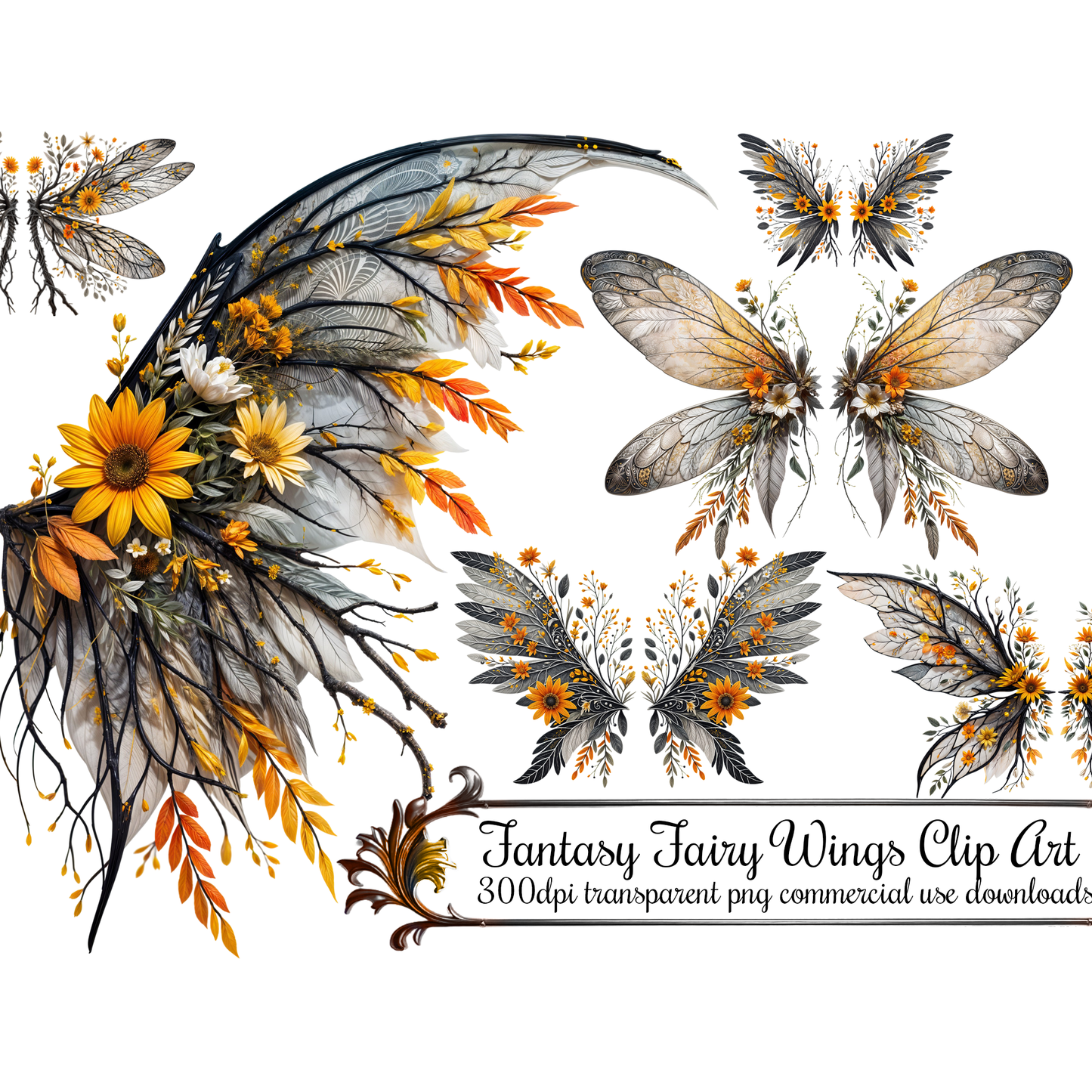 Fantasy Fairy Wings Digital Clip Art
