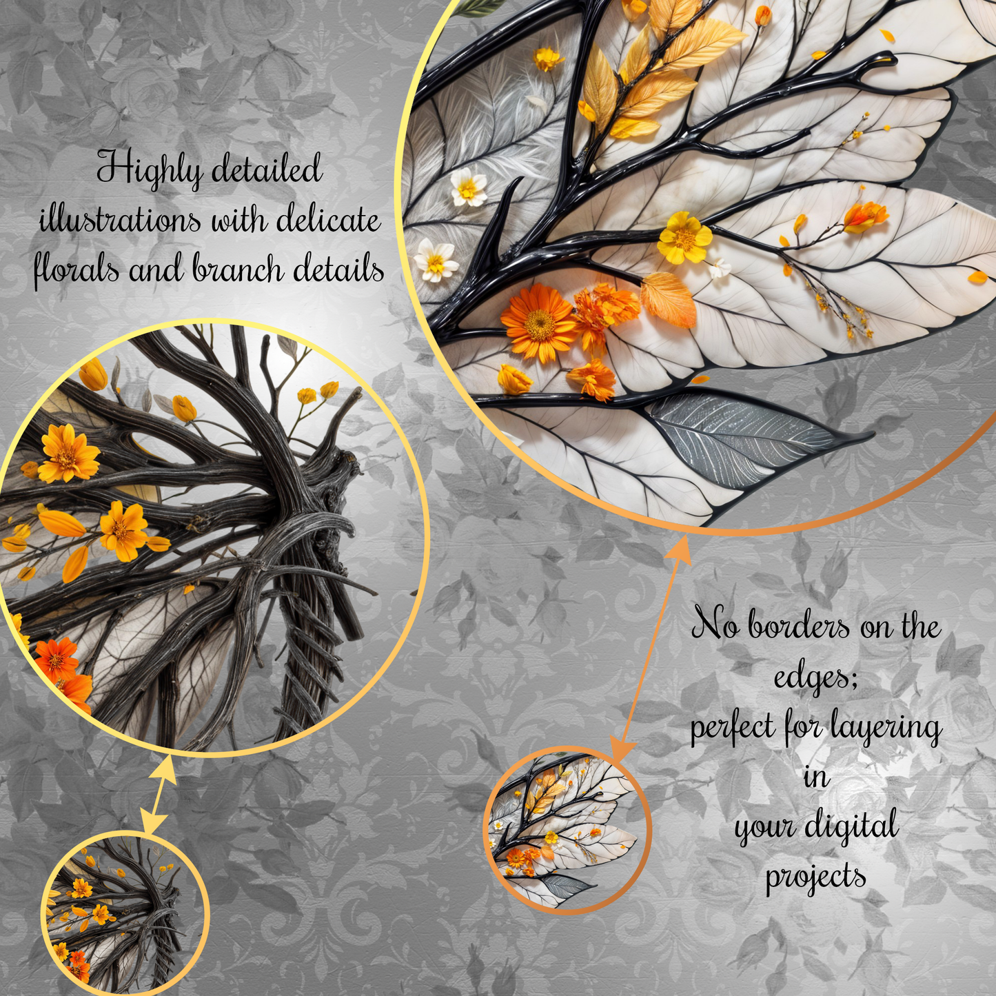 Fantasy Fairy Wings Digital Clip Art