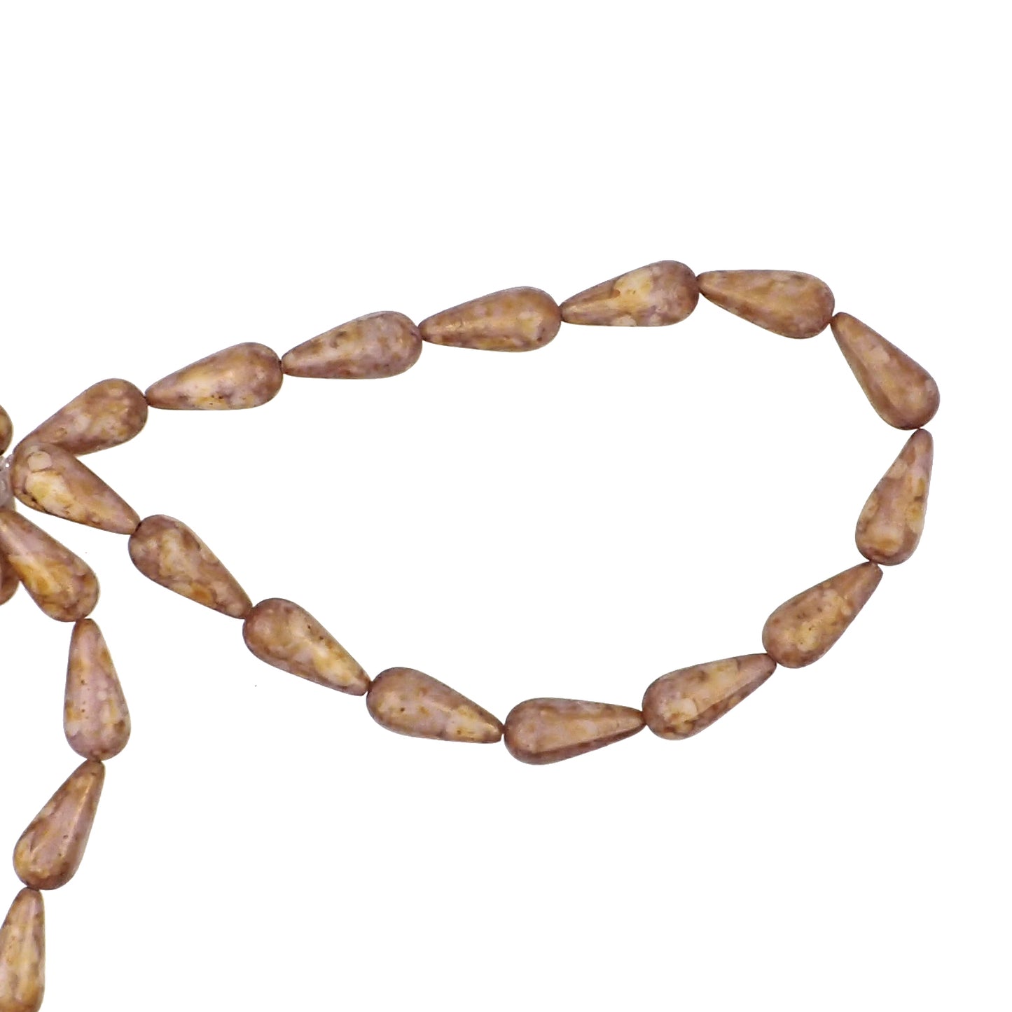 Antique Beige Pink Picasso Smooth Teardrop Beads - Semi Matte Rose Gold Topaz Luster Vintage Style Czech Glass Beads - 20 x 9 mm