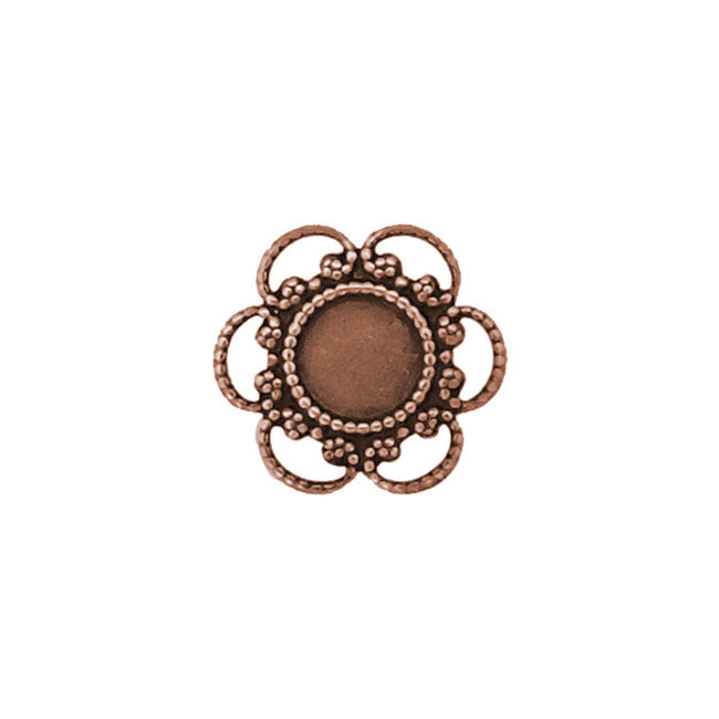 Small Filigree Settings for 5mm Flat Back Stones, Swarovski ss20 Rhinestones, and Cabochons - Antiqued Copper Ox Nickel Free Made in the USA