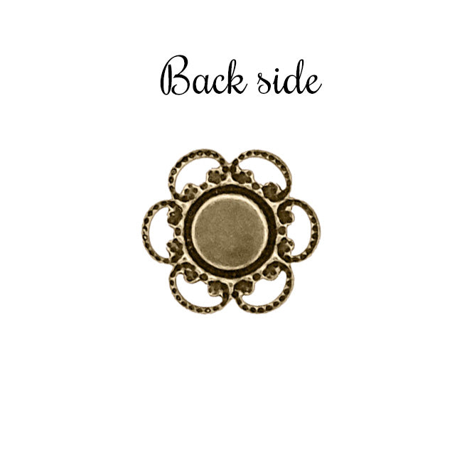 Small Filigree Settings for 5mm Flat Back Stones, Swarovski ss20 Rhinestones, and Cabochons - Antiqued Brass Ox Nickel Free Made in the USA