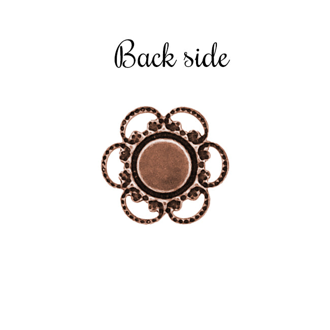 Small Filigree Settings for 5mm Flat Back Stones, Swarovski ss20 Rhinestones, and Cabochons - Antiqued Copper Ox Nickel Free Made in the USA