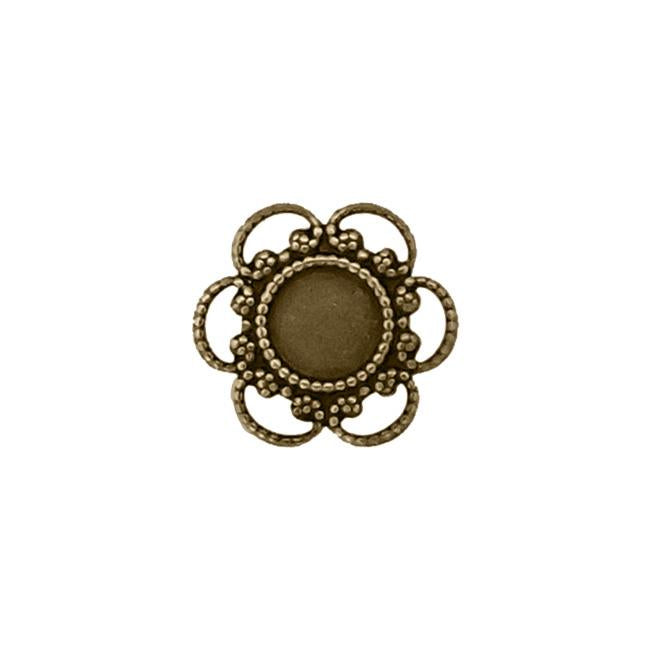 Small Filigree Settings for 5mm Flat Back Stones, Swarovski ss20 Rhinestones, and Cabochons - Antiqued Brass Ox Nickel Free Made in the USA