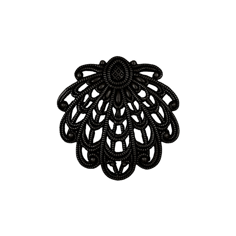 Lacy Sea Shell Shaped Filigree Black Brass