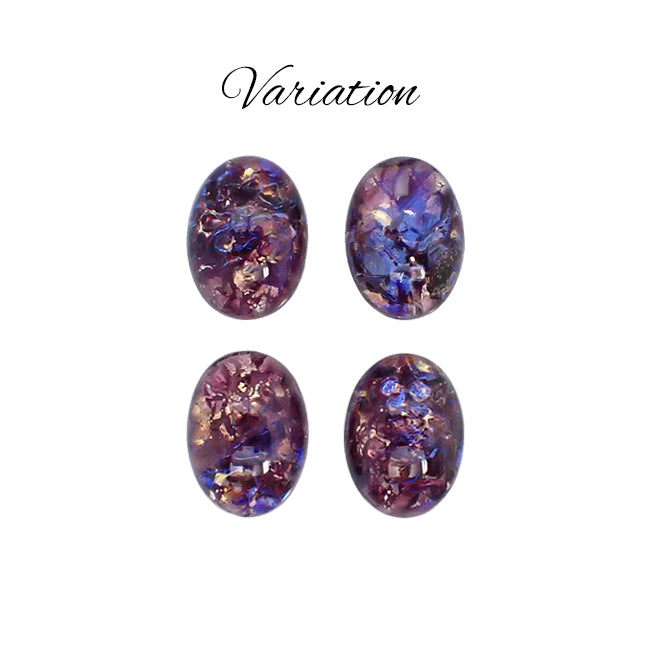 Purple Czech Glass Faux Opal Oval Cabochons - Glass Opal Cabs - 18x13mm