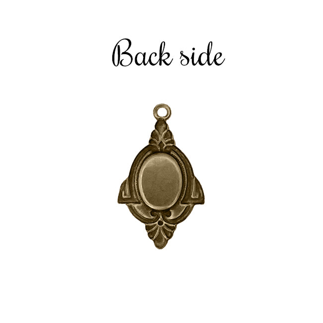 Drop Settings for 8x6mm Flat Back Stones and Cabochons - Antiqued Brass Ox