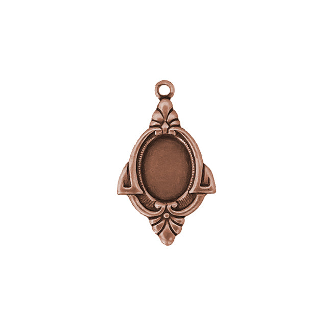 Drop Settings for 8x6mm Flat Back Stones and Cabochons - Antiqued Copper Ox