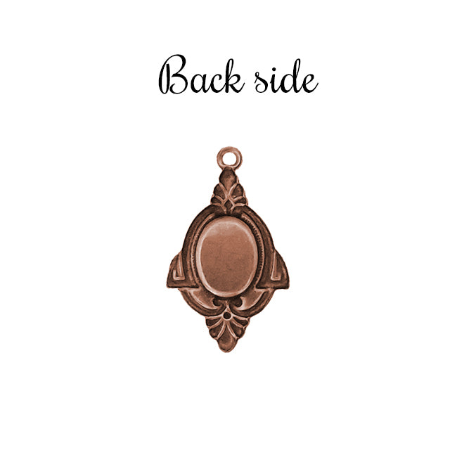 Drop Settings for 8x6mm Flat Back Stones and Cabochons - Antiqued Copper Ox