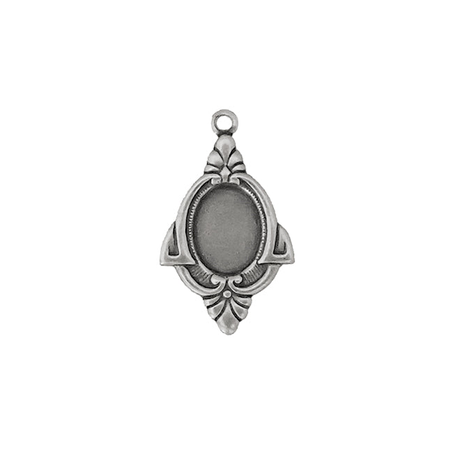 Drop Settings for 8x6mm Flat Back Stones and Cabochons - Antiqued Silver Ox