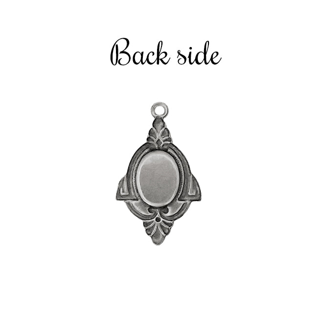 Drop Settings for 8x6mm Flat Back Stones and Cabochons - Antiqued Silver Ox