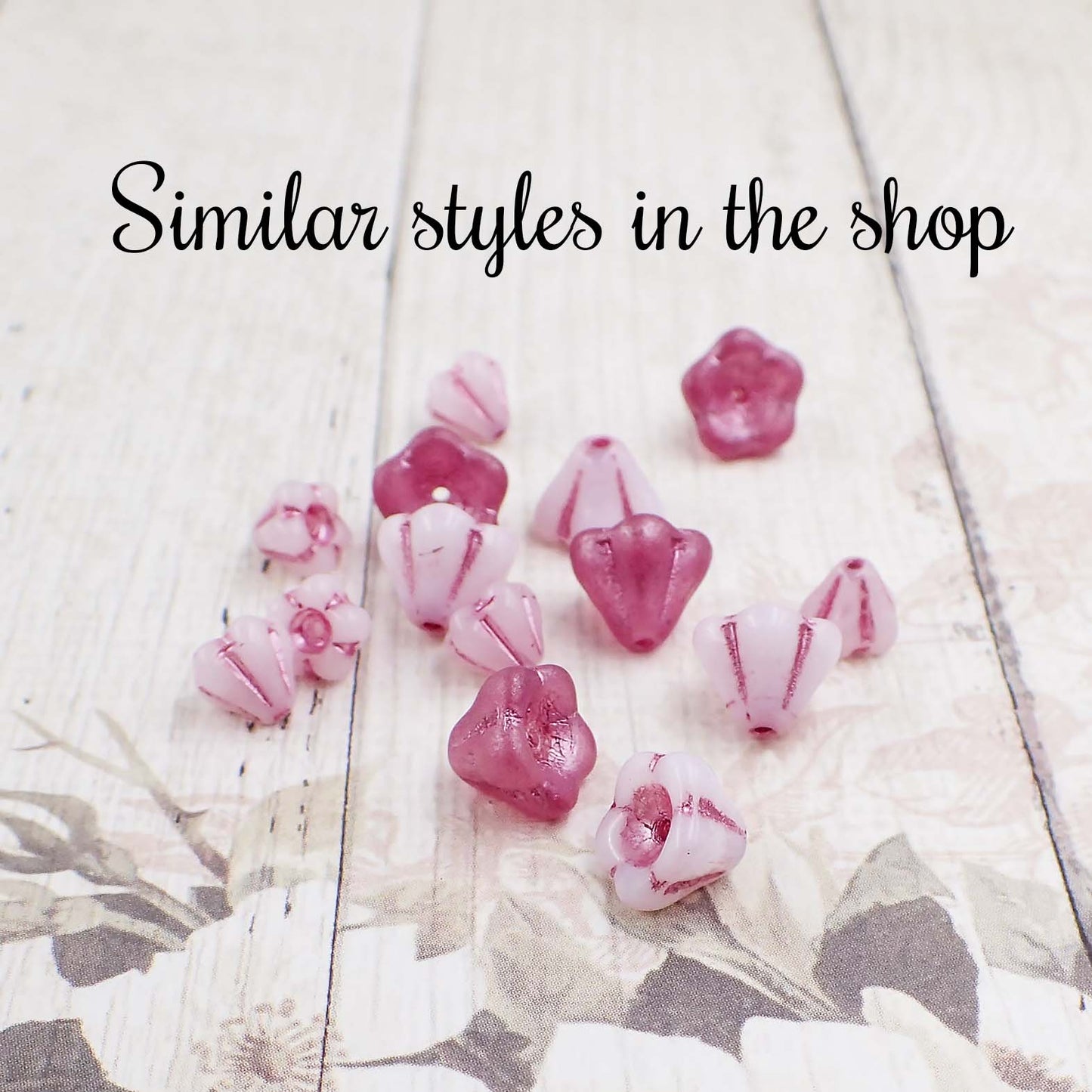 25 Czech Glass Baby Bell Flower Beads, 8x6mm Clear Matte with Metallic Pink Wash