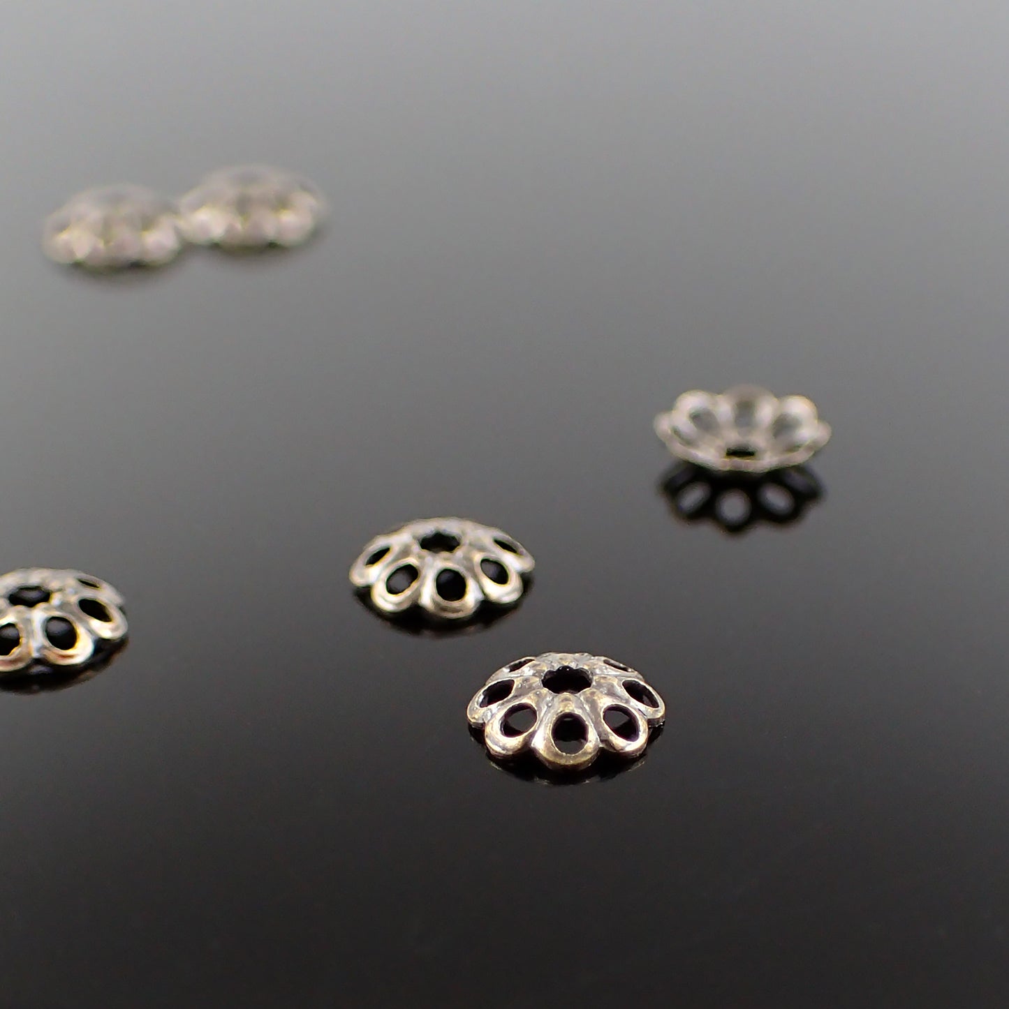 Tiny 4mm Antiqued Brass Ox Filigree Bead Caps, 100 Pieces
