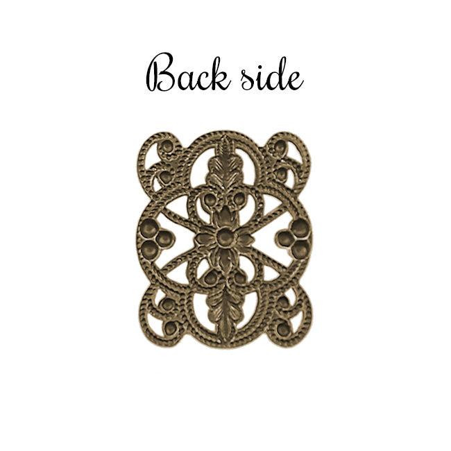 European Filigree Connectors - Rare Vintage Style Antiqued Brass Ox Bracelet LInks - Jewelry Making Supplies and Components - 2 Pieces