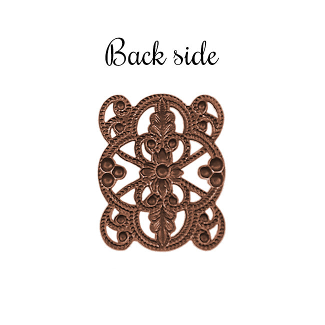 European Filigree Connectors - Rare Vintage Style Antiqued Copper Ox Bracelet Links