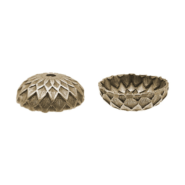 Acorn Bead Caps for 12mm Beads Antiqued Brass Ox 4 Pieces