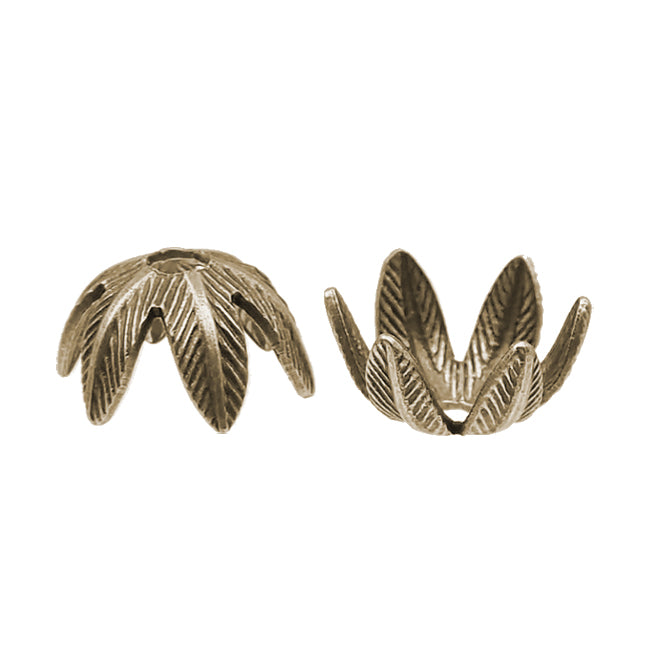 Leafy Bead Caps USA Made 6 Pieces Antiqued Brass Ox
