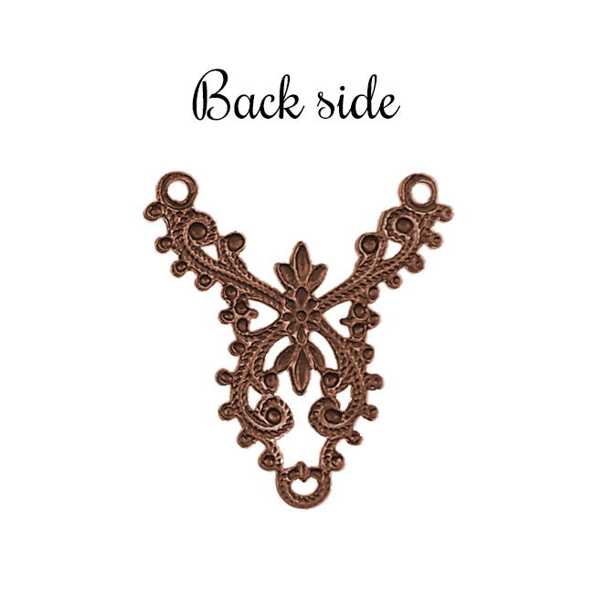European Filigree Connectors - Antiqued Copper Ox 3-Way Links