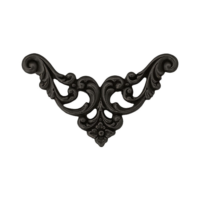 Filigree Corners with Flourish and Flower Pattern - Black Ox - 4 Pieces - Steampunk Scrapbooking Corners or Jewelry Victorian Style