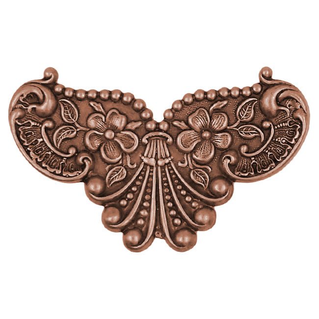 Large Floral Stampings - Antiqued Copper Ox - Scrapbooking Corners or Embellishments for Jewelry - Victorian Art Nouveau Style