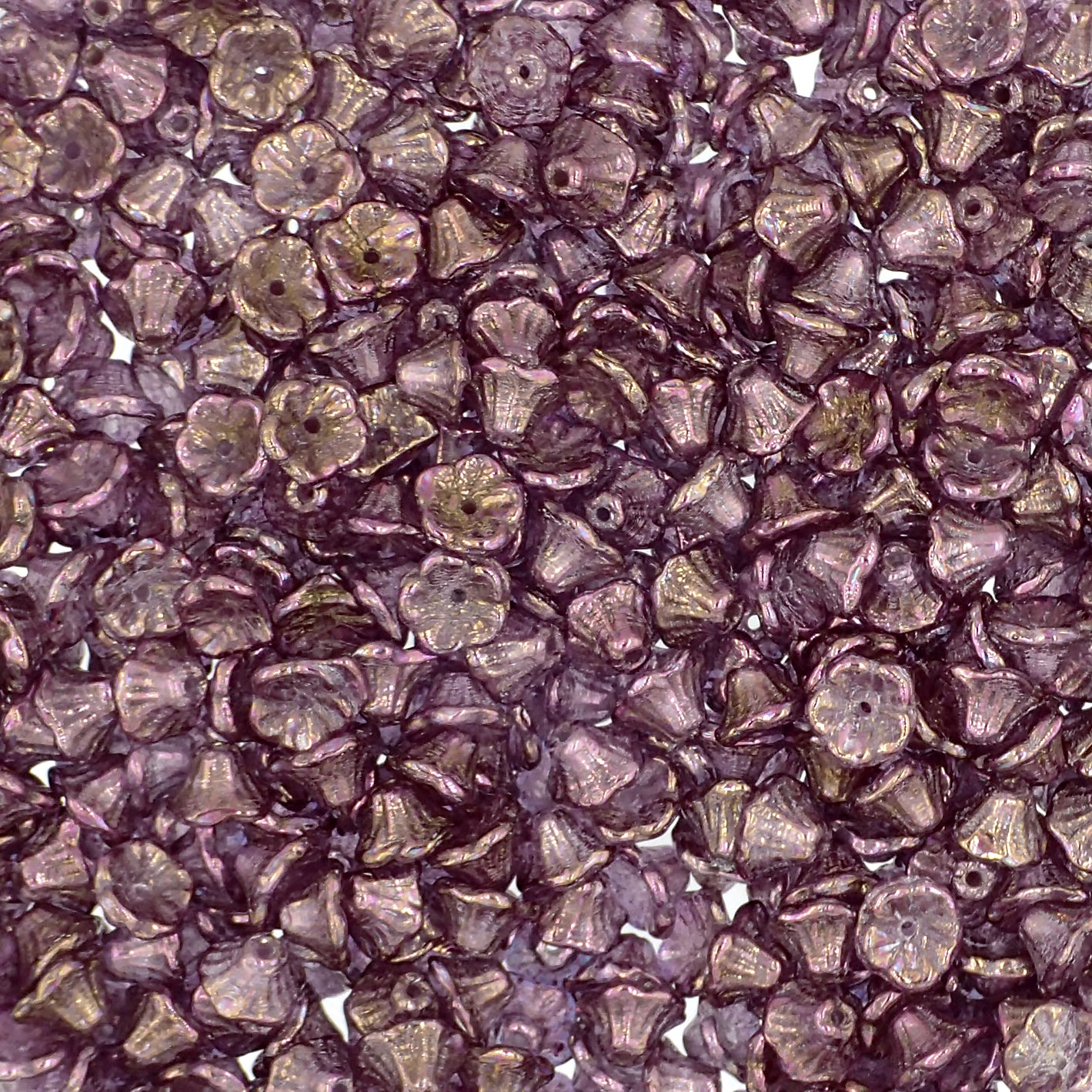 Crystal Vega Iris Luster Czech Glass Small Cup Flower Beads, 7x5mm, 25 Pieces