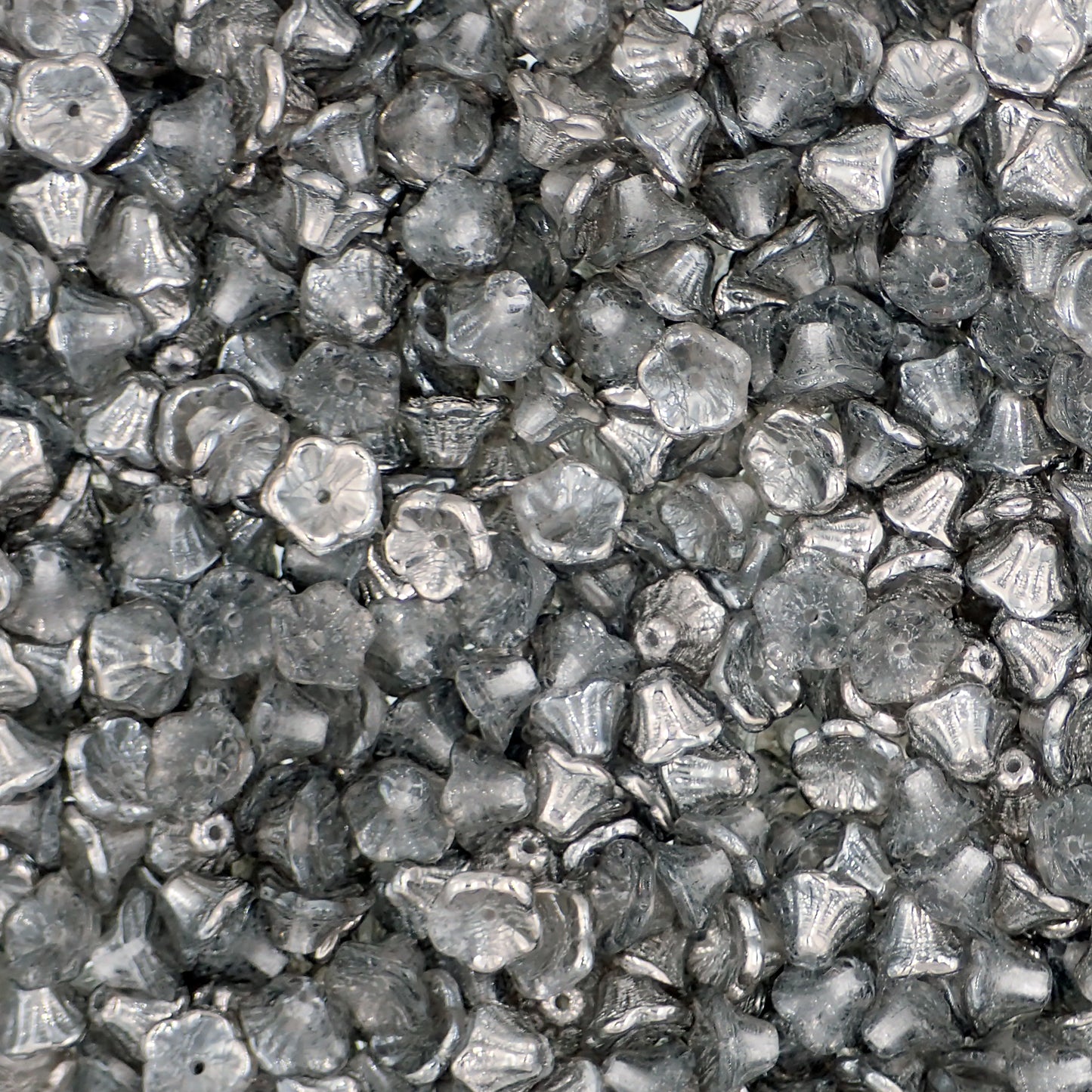 Crystal Chrome Czech Glass Small Cup Flower Beads 7x5mm