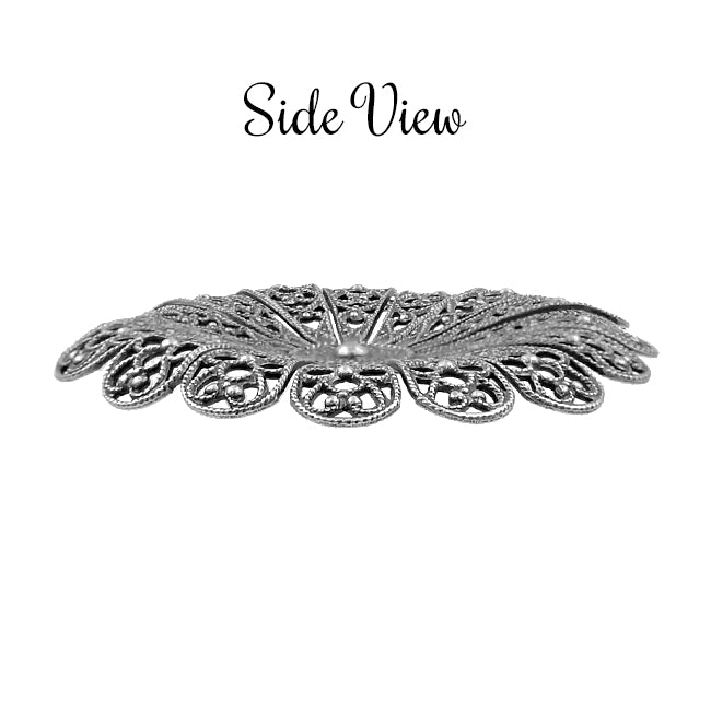 Dapt Daisy Flower Shaped Filigree with Independent Petals - Antiqued Silver Ox