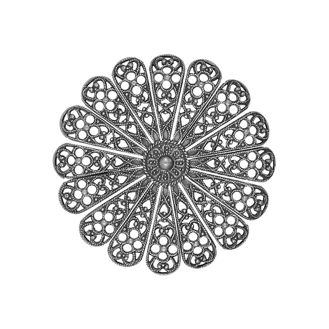 Dapt Daisy Flower Shaped Filigree with Independent Petals - Antiqued Silver Ox