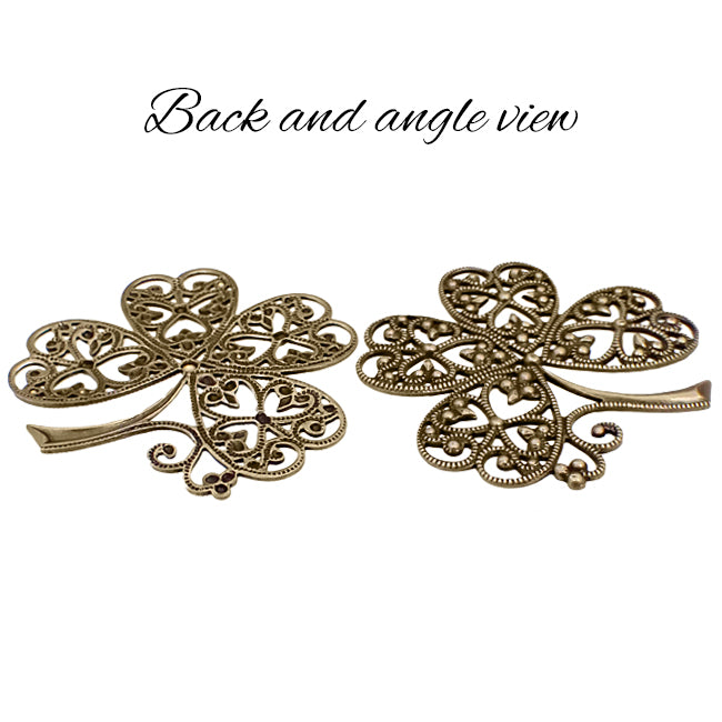 Large Four Leaf Clover Filigree - Antique Brass Ox Stampings - Intricate Detail Nickel Free - 1 Piece - High Quality Vintage European Brass