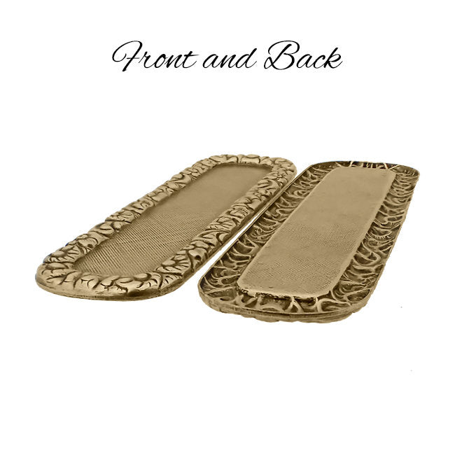 Floral Embossed Frame with Victorian Flower Motif - Art Nouveau Antiqued Brass Ox Recangular Scrapbooking Frame for Enamel or Resin