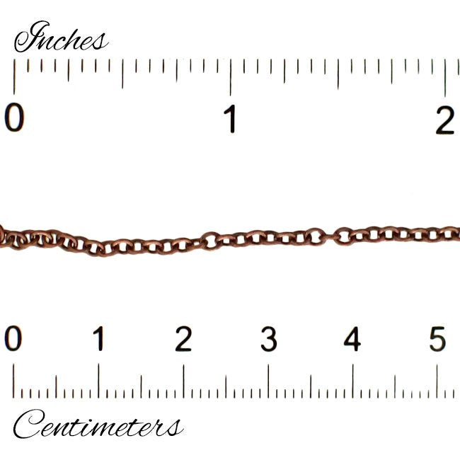 Small Soldered Cable Chain - Antiqued Copper Plated Brass - Jewelry Making Chain with Petite Round Soldered Links