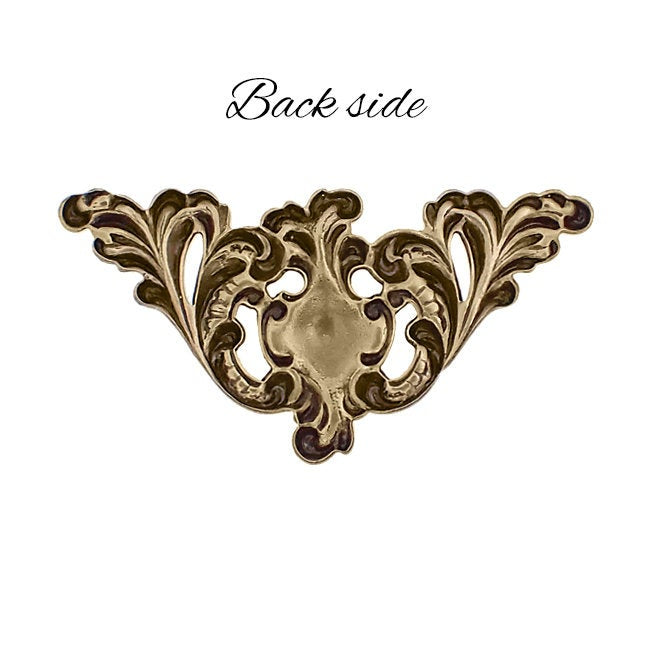 Corner Flourish Stampings - Antiqued Brass Ox Bronze - Large Scrapbooking Corners Victorian Art Nouveau Style - Nickel-Free