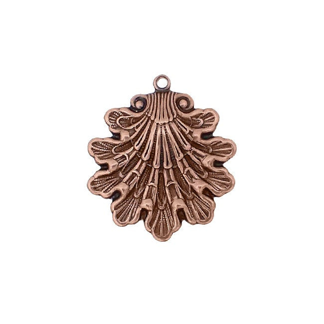 Antique Copper Ox Seashell Pendants - 2 Pieces Medium Size - Fantasy Whimsical Mermaid Ocean Beach Themed Jewelry Supplies