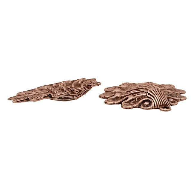 Antique Copper Ox Seashell Pendants - 2 Pieces Medium Size - Fantasy Whimsical Mermaid Ocean Beach Themed Jewelry Supplies