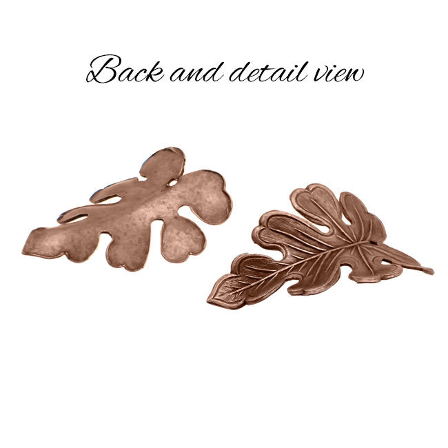 Oak Leaf Pendants - Antiqued Copper Ox Plated Brass - Scalloped 3D Dapt Oak Leaves with Hole for Hanging - Nature Themed Stampings