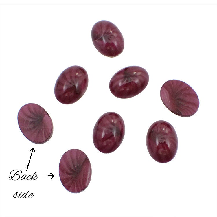 Czech Glass Cabochons - 18x13mm Oval Dark Red Swirl