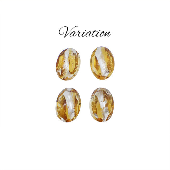 Rare Transparent Topaz and Crystal Clear Silver Foil Czech Glass Faceted Stones - 18x13mm - Amber Orange Yellow Glass Jewels