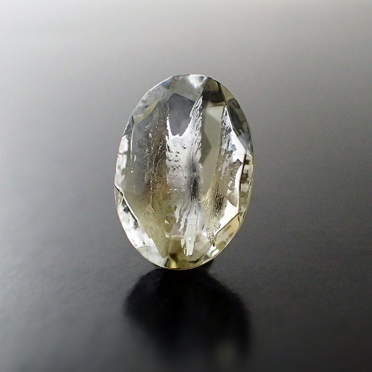 Rare Transparent Black Diamond and Crystal Clear Silver Foil Czech Glass Faceted Stones - 18x13mm - Grey Clear Handmade Oval Glass Jewels