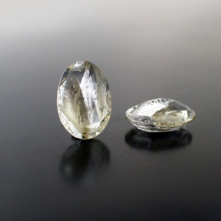 Rare Transparent Black Diamond and Crystal Clear Silver Foil Czech Glass Faceted Stones - 18x13mm - Grey Clear Handmade Oval Glass Jewels