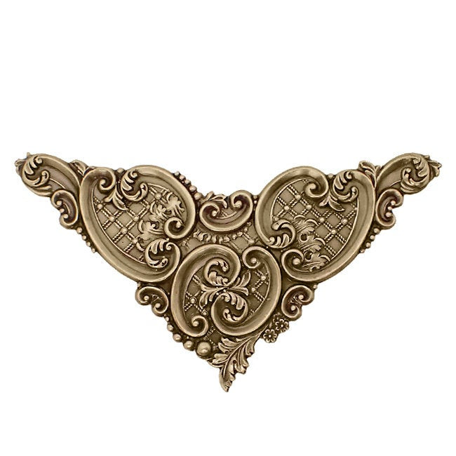Large Corner Stampings - Antiqued Brass Ox - Art Nouveau Floral Flourish Trellis Scrapbooking Corners Victorian Style - Nickel Free USA Made