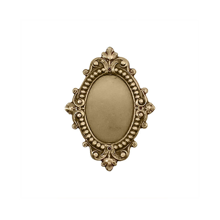 Antique Style Setting for 18x13mm Oval Flat Back Stones and Cabochons - Brass Ox - Nickel Free for Victorian Renaissance Designs - 2 Pieces