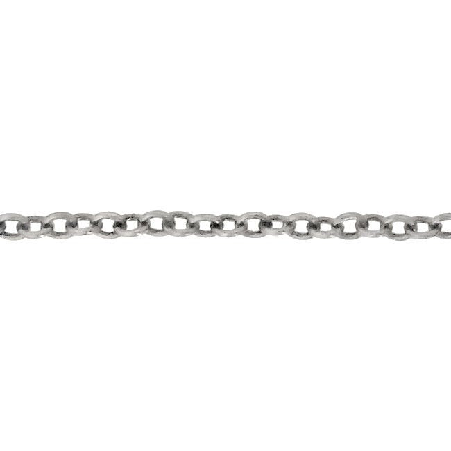 Antiqued Silver Plated Brass Small Soldered Cable Chain - Jewelry Making Chain with Petite Round Soldered Links