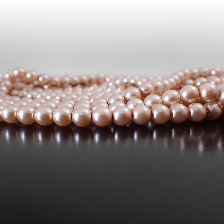 Pale Pink Shiny Czech Glass Faux Pearls - 6mm 25 Pieces - Light Rose Czech Pearl Beads for Jewelry Making