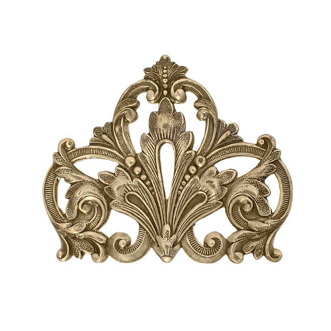 Large Flourish Stampings - Antiqued Brass Ox Bronze - Large Scrapbooking Corners Victorian Style - Nickel-Free Necklace Base Filigree