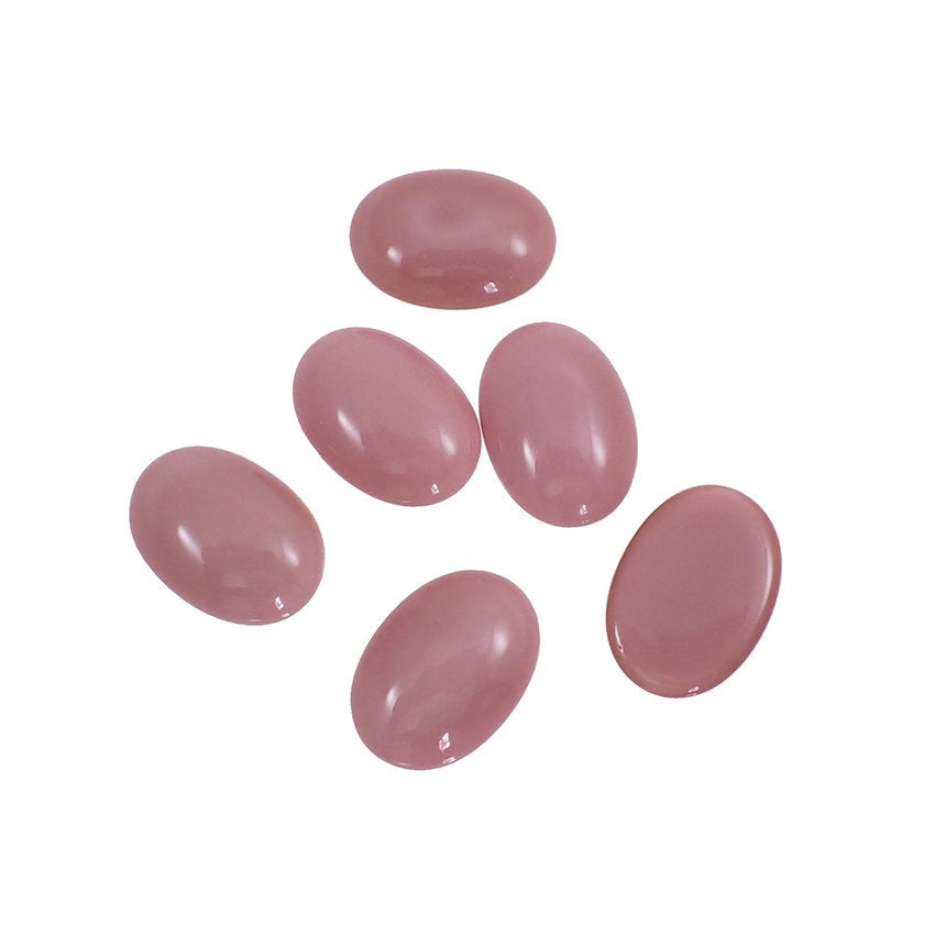 Czech Glass Cabochons - 25x18mm Oval - Dusty Pink Moonstone