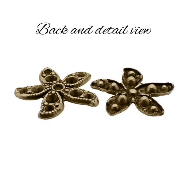 Multi-Stone Chaton Setting Antiqued Brass Ox - Starfish Flower Shaped Setting for Small Pointed Back Rhinestones - Nickel Free USA Made