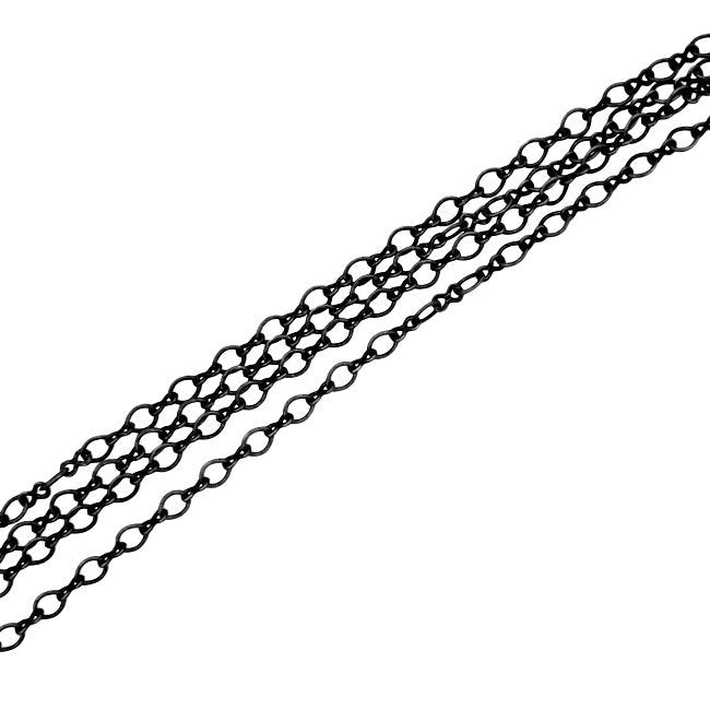 Matte Black Soldered Cable Chain - Nickel Free Infinity Link Figure 8 and Round Oval - Jewelry Making Chain with Petite Soldered Links
