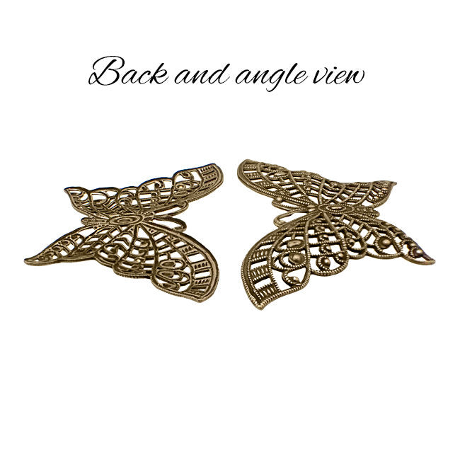 Lacy Butterfly Shaped Filigree - Antiqued Brass Ox - Intricate Detail Dapt Wings - Nickel Free - 1 Piece - High Quality European Brass